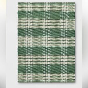 ROOM ESSENTIALS NWT Plaid chindi handwoven area rug -green/cream -4x6